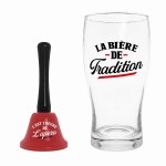 Coffret verre � bi�re 50 cl et clochette humoristique