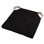 Coussin de chaise rversible noir et lin en coton 38 x 38 cm