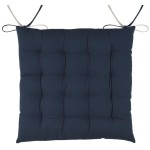 Coussin de chaise bicolore rversible en coton marine et lin