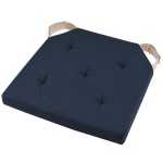 Coussin de chaise rversible bleu marine et lin en coton 38 cm