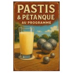 Plaque mtal pastis et ptanque 30,5 x 20 cm
