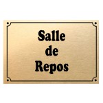 Plaque de porte mtal or salle de repos