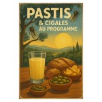 Plaque métal pastis et cigales au programme 30,5 x 20 cm Plaque métal pastis et cigales au programme 30,5 x 20 cm