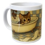 Mug en c�ramique chat r�tro salle de bain 35 cl