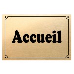 Plaque de porte mtal or accueil