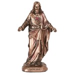Petite statue Sacr�-C�ur de J�sus en bronze coul� � froid 8,7 cm