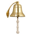 Cloche murale marine en laiton brillant avec corde 33 cm