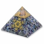 Pyramide orgonite en agate bleue avec cube de M�tatron 5 cm