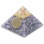 Pyramide Orgonite Agate Bleue avec Fleur de Vie 6 cm