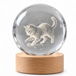 Lampe veilleuse LED 3D chat joueur, boule en verre 13 cm