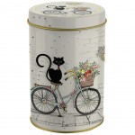 Boite métal ronde Le chat sur son vélo AMYS BUG ART Boite métal ronde Le chat sur son vélo AMYS BUG ART