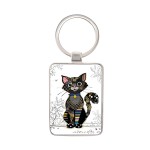 Porte-clés rectangulaire chat noir Porte-clés rectangulaire chat noir