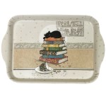 Mini plateau vide poche rectangulaire chaton sur des livres