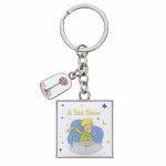 Porte-cl�s Le Petit Prince avec rose sous cloche