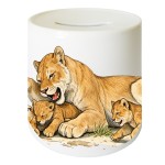 Tirelire lionne en c�ramique 9,5 cm