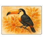Planche � d�couper verre toucan en automne 28,5 x 20 cm
