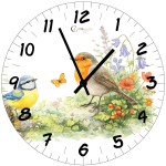 Horloge murale en verre oiseaux du jardin 29 cm