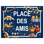 Plaque m�tal place des amis 20 � 15 cm