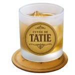 Verre d�poli cuv�e de tatie avec sous-verre assorti