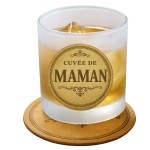 Verre d�poli cuv�e de Maman avec sous-verre assorti