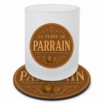 Verre de Parrain 280 ml avec Sous-Verre Assorti