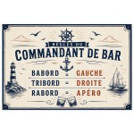 Plaque m�tal murale vintage commandant de bar 30,5 x 20 cm