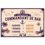 Plaque d�co vintage commandant de bar 30,5 x 20 cm