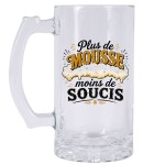 Chope � Bi�re Humour 480 ml Plus de Mousse Moins de Soucis