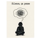 Plaque M�tal Humour Silence �a Pense D�co Bureau 30 x 20 cm