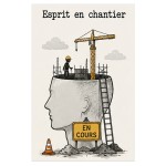 Plaque M�tal Humour Esprit en Chantier D�co Bureau 30 x 20 cm