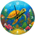 Horloge murale Tortue marine en verre 29 cm d�coration oc�an