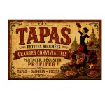 Plaque Tapas Espagne sangria flamenco aluminium 30 x 20 cm