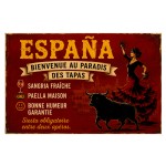 Plaque d�co Espagne tapas flamenco en aluminium 30 � 20 cm