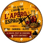 Horloge murale verre 29 cm Ap�ro espagnol d�coration cuisine