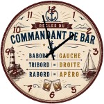 Horloge murale verre 29 cm Commandant de Bar style marin