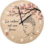 Horloge murale zen Bouddha verre 29 cm d�coration bien-�tre