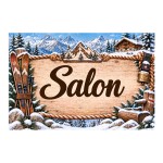 Plaque Salon 20 x 15 cm aluminium d�cor chalet montagne ski