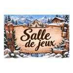 Plaque Salle de jeux 20 x 15 cm aluminium d�cor montagne ski