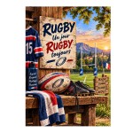 Plaque rugby un jour rugby toujours aluminium 30 x 20 cm