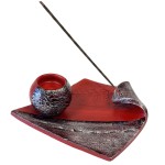 Porte-encens artisanal pour bâtons, cônes et charbon rouge Porte-encens artisanal pour bâtons, cônes et charbon rouge