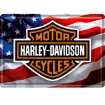 Carte Postale Métallique Harley Davidson