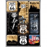 Boite de 9 minis magnets emaill�s Route 66 Motor