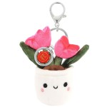 Porte-cl�s peluche Tulipe en pot recycl�e 12 cm