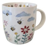 Mug en porcelaine abeilles et fleurs par Alex Clark