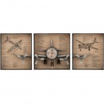 Grande Pendule triptyque à suspendre Rétro métal et bois 207 cm Grande Pendule triptyque à suspendre Rétro métal et bois 207 cm
