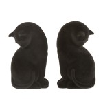 Serre-Livre chat en résine velours noir