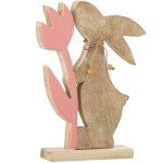 Figurine Lapin et tulipe en bois de rose