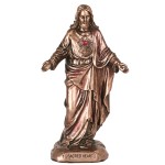 Petite statuette sacr coeur de Jsus en bronze coul  froid
