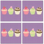 Set de 4 dessous de verres carrs 3 cupcakes by Cbkreation