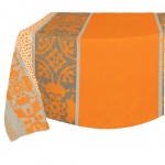 Nappe enduite ronde AZULEJOS 180 x 180 cm - gris et orange Nappe enduite ronde AZULEJOS 180 x 180 cm - gris et orange